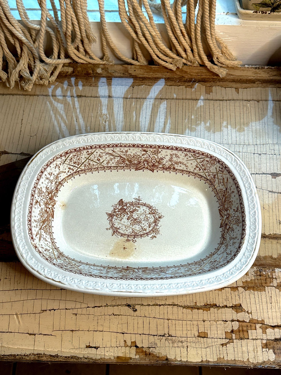 Johnson Bros England Antique Lace Transferware Vegetable Serving Platter Dish