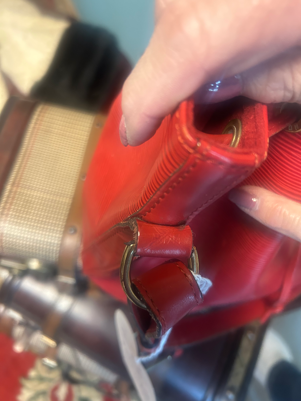 Thumbnail: Vintage Louis Vuitton Epi red NOE handbag 