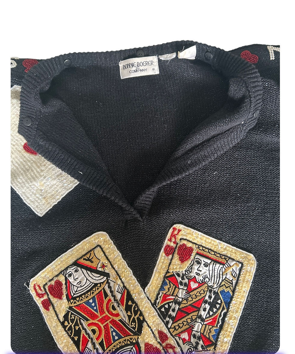 Thumbnail: Vintage  Casino Gambling Theme Atlantic City,Monte Carlo Vegas Sequined Sweater