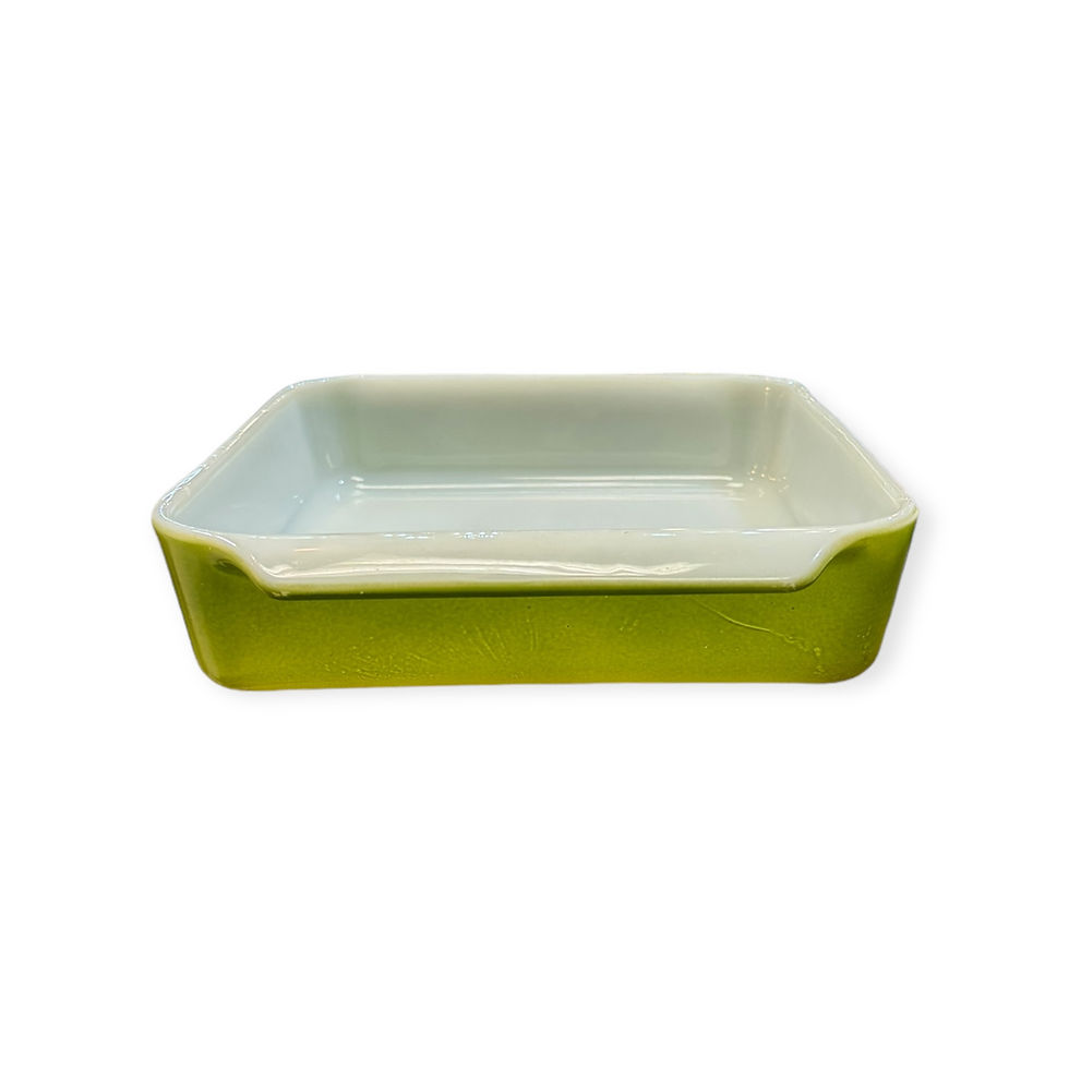 Thumbnail: Vintage Anchor Hocking Fire King #435 Green 8" Square Baking Dish Mid-Century