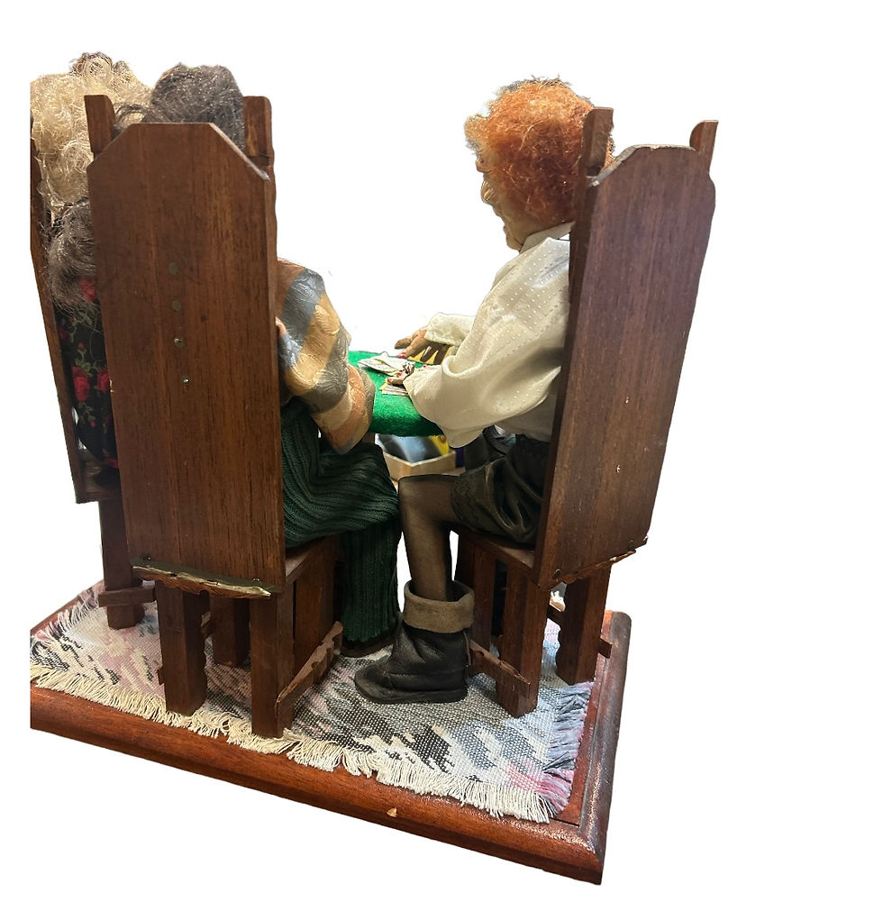 Thumbnail: RARE VINTAGE SIGNED MAGDA WATTS HANDMADE THREE WOMEN PLAYING  CARDS  SOFT SCULPT