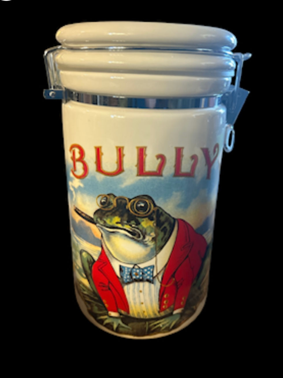 Thumbnail: RARE Vintage ceramic Colibri Bully Frog cigar tobacco humidor canister jar 