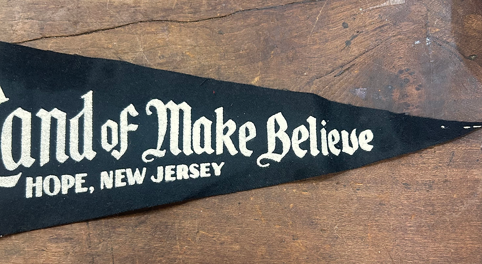 Thumbnail: HOPE new jersey Land of Make Believe banner 1965-1971 Vintage old felt amusement