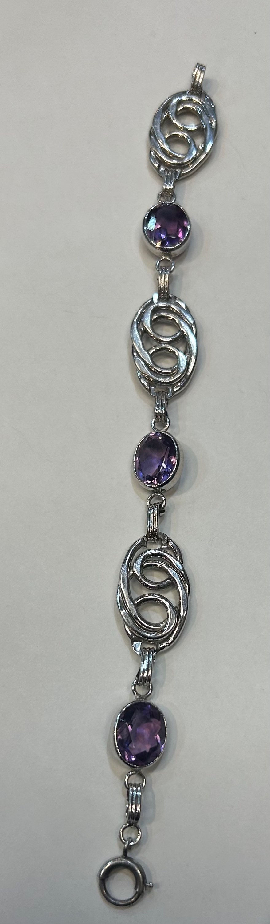 Thumbnail: Vintage Bracelet Silver Doublé & Glass Stones in violet art nouveau bracelet