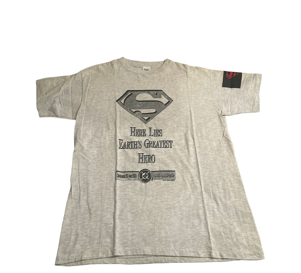 Here Lies Earth's Greatest Hero Death of Superman Vintage Men's XL DC T-Shirt