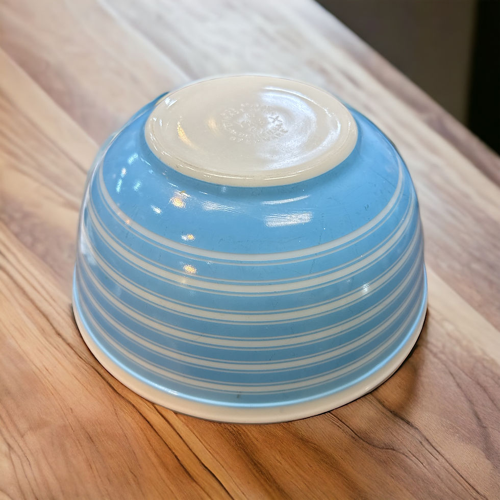 Thumbnail: Vintage Pyrex Ovenware 403 Light Blue Striped Mixing/Serving Bowl 2 1/2 Qt. USA