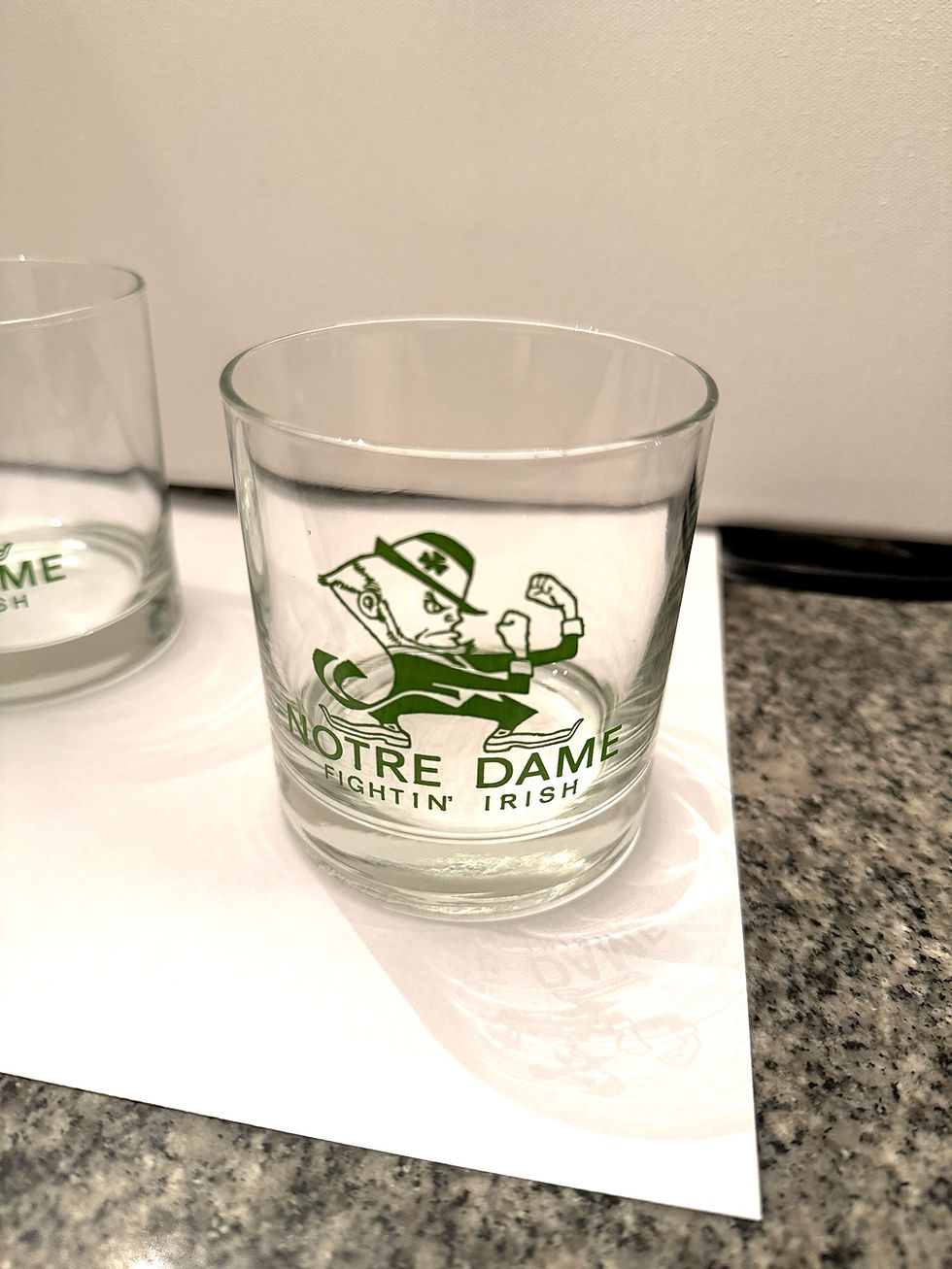 Thumbnail: SET OF 4 VINTAGE NOTRE DAME FIGHTING IRISH WHISKEY ROCKS COCKTAIL GLASSES 