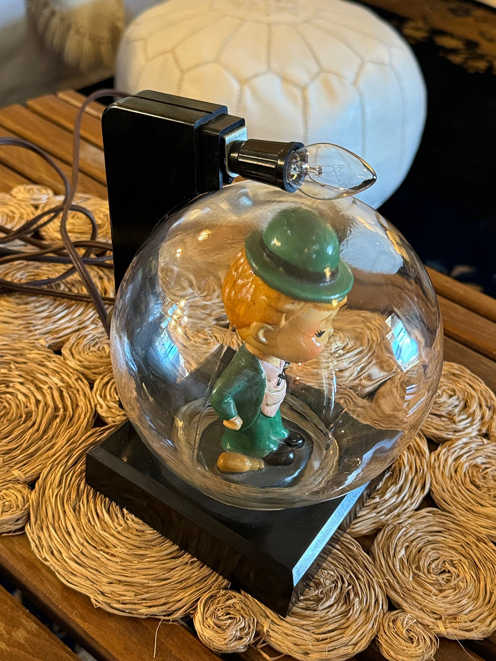 Thumbnail: BOWL O' BEAUTY RARE VINTAGE ART DECO BAKELITE ILLUMINATED LEPRECHAUN LAMP LIGHT