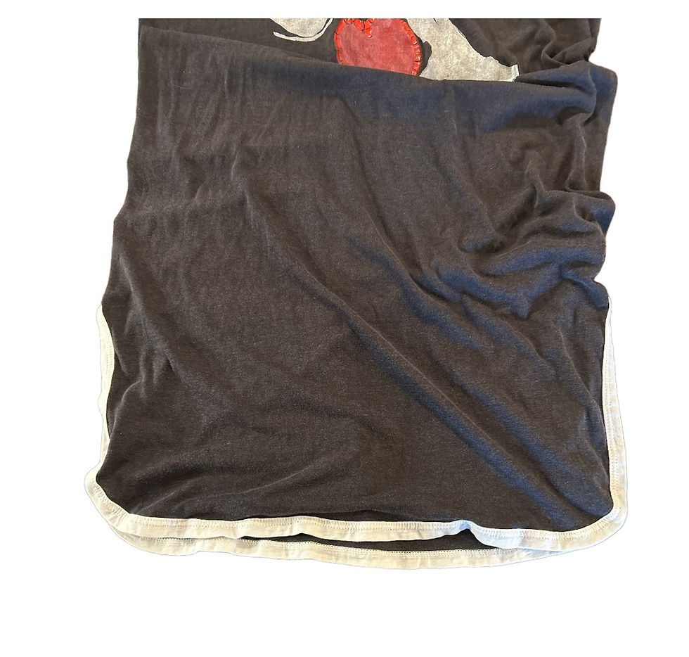 Thumbnail: VINTAGE MIME HEART HAND T-Shirt NIGHT GOWN SIDE SLITS WITH HAND PAINTED ART 