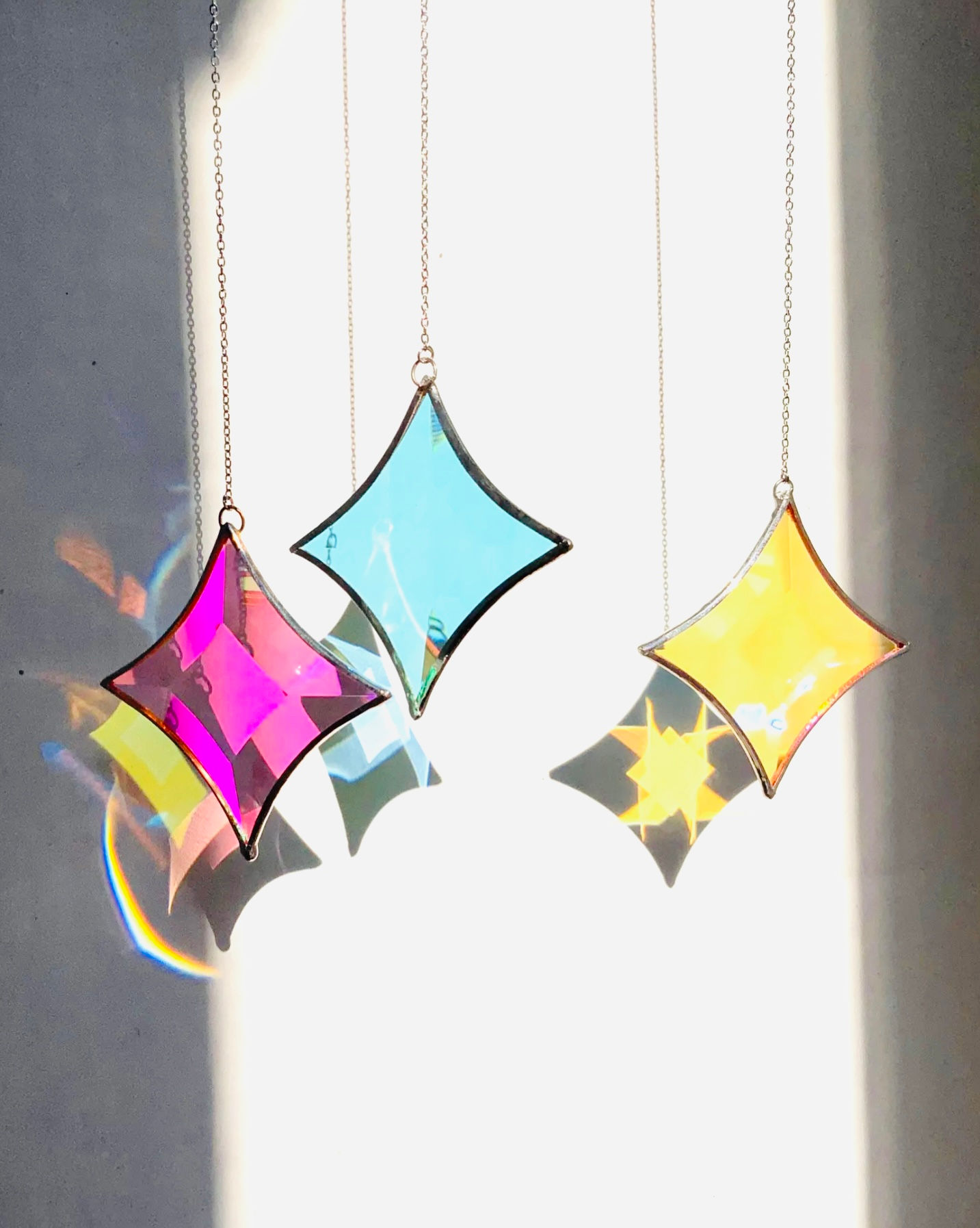 Dichroic Stained Glass Star Bundle – Set of Three