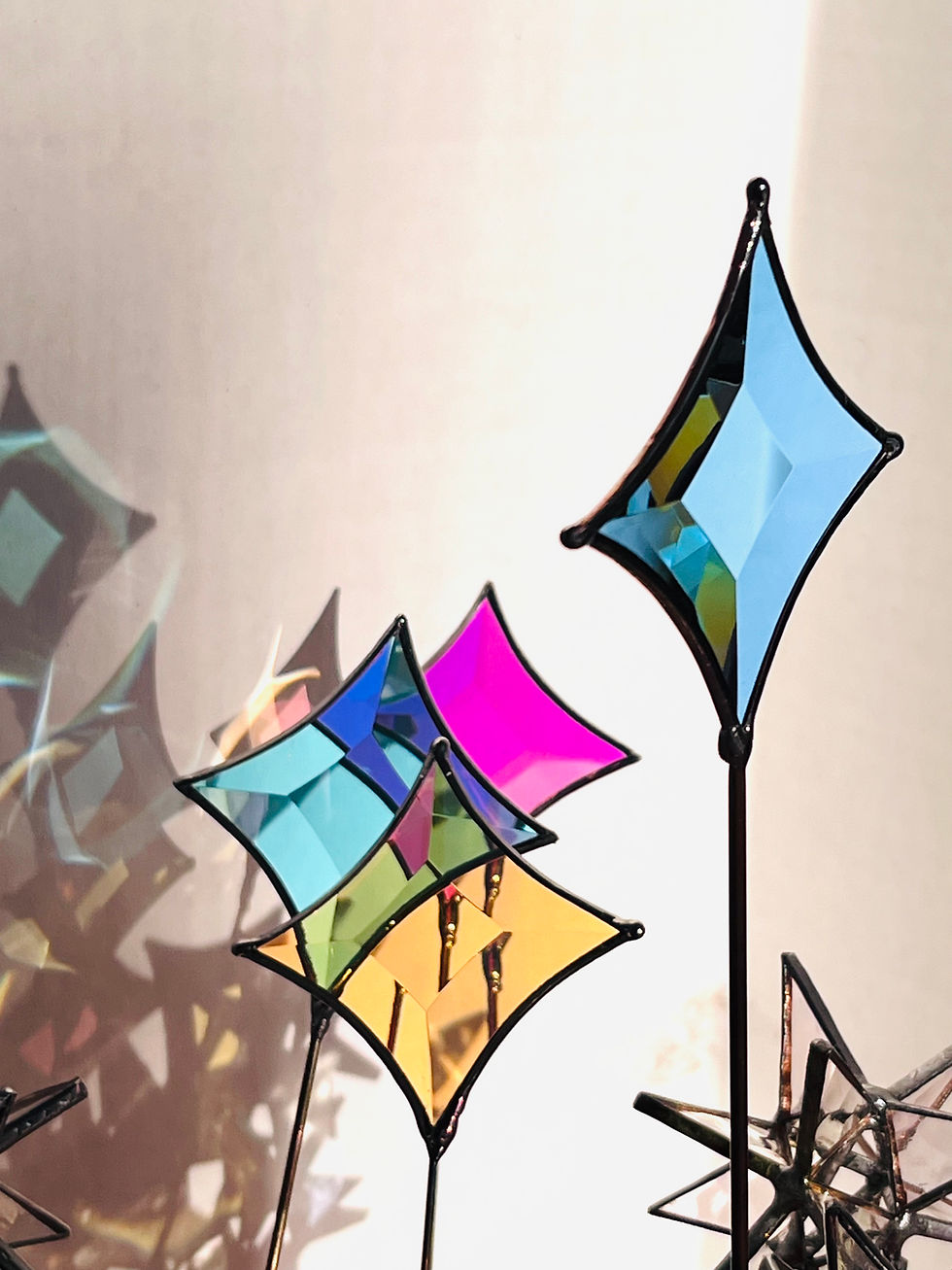 Thumbnail: Dichroic Glass Star Plant Stakes – Set of Three