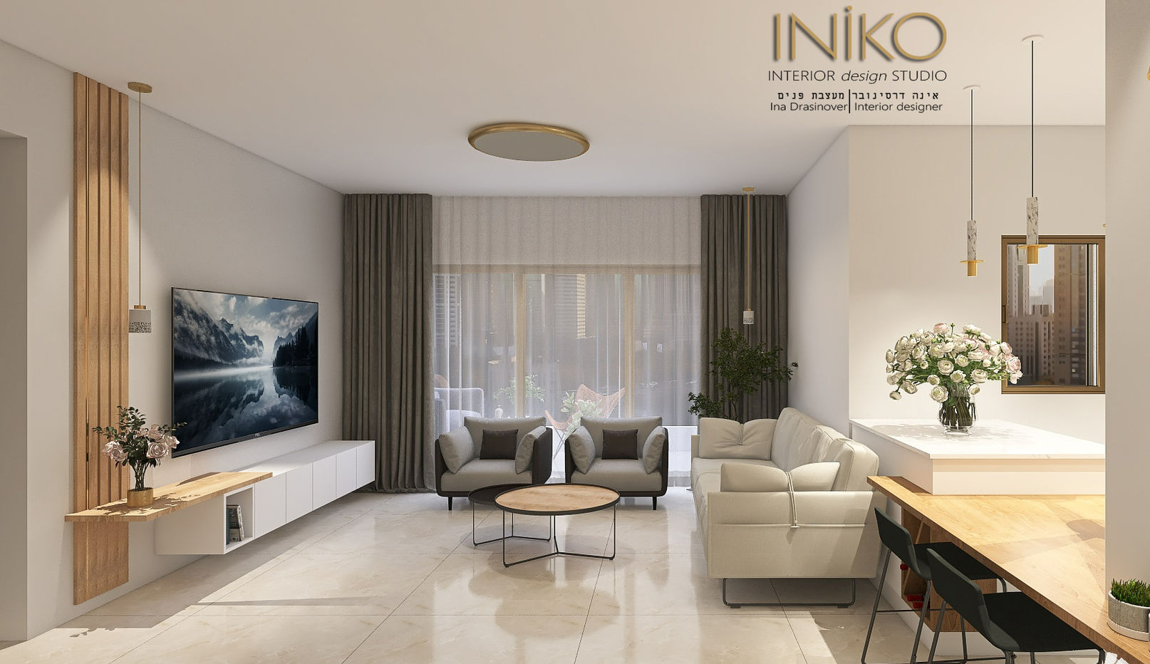 דירת 5 חדרים
עיר: פתח תקווה
דיירים: זוג, בעל ואישה בשנות החמישים לחייהם וילדה בוגרת בזוגיות שחייה בדירה
הדירה, דירת מגורים בבניין רב קומות בשכונת אם המושבות
הדירה לפני תחילת השיפוץ הייתה חשוכה, עמוסה ולמראית עין נראתה קטנה
המטבח היה בקצה השני של הדירה והחלל מגורים היה צר וקטן
חדר רחצה של ההורים היה קטנטן ולא מפנק בעליל
האתגר שהוצב לפניי הזוג במקור הגיעו מאשדוד, מדירת פנטהאוס מרווחת והחשש העיקרי שלהם היה הגודל הקטנטן למראית עין של הדירה שהרגישו שהם נאלצים לעבור אליה
המטרה שהצבתי לעצמי להפוך את הדירה לחלל מאוורר, גדול, עם מקומות אחסון רבים ונקי ככל האפשר
בפועל אחרי הביקור הראשון שלי בדירה לצורך מדידתה הבנתי שהדבר הנכון יהיה ללא צל של ספק לוותר על חדר שינה 'לפתוח' אותה לטובת חדר מגורים ולהעתיק אליה את המטבח
וכך הסרנו את הקירות המיותרים, הזזנו בהצלחה מרובה את המטבח למקומה החדש והמכובד
הגדלנו את חדר הרחצה של ההורים שיהיה מפנק כמו בבית מלון, תכננו לכל הדירה נגרות בהתאמה אישית כולל מקום אחסון רב ליין ונעליים :) יצרנו משרד נוח ומאובזר, ביטלנו חדר שירות שחסם את המרחב והאור שכה חשוב לדעתי, בחרנו חומרים בהירים שיתנו תחושת מרחב וניקיון וכך
הפכנו משפחה מיוחדת ויקרה מאוד למאושרים בביתם החדש