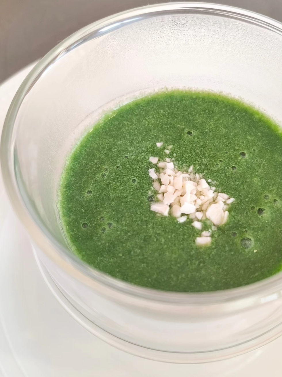 ◆豆乳翡翠スープ (ほうれん草、小松菜、コーンクリーム、豆乳)