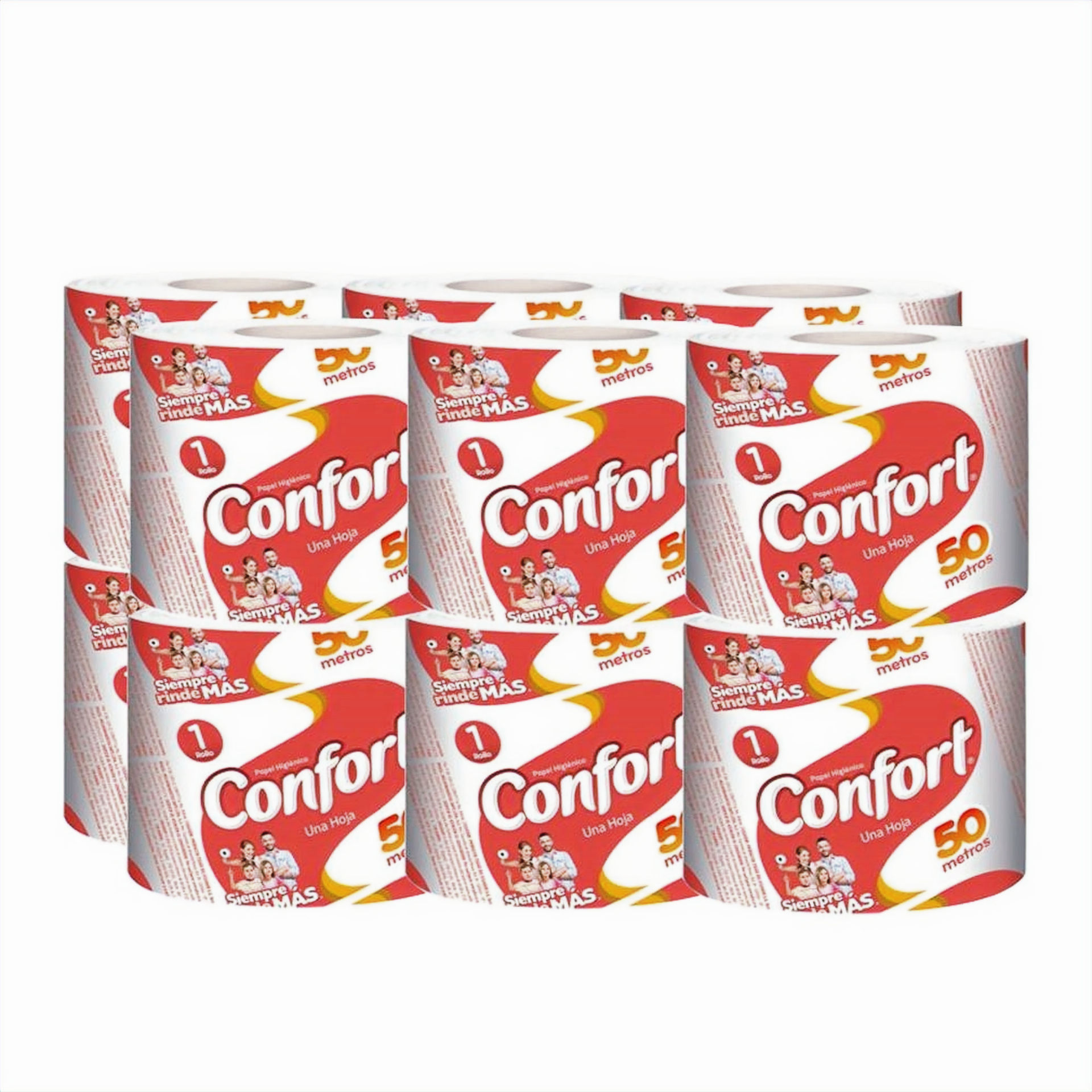 Papel Higiénico Confort Fajilla 50 Metros Una Hoja 12 Rollos