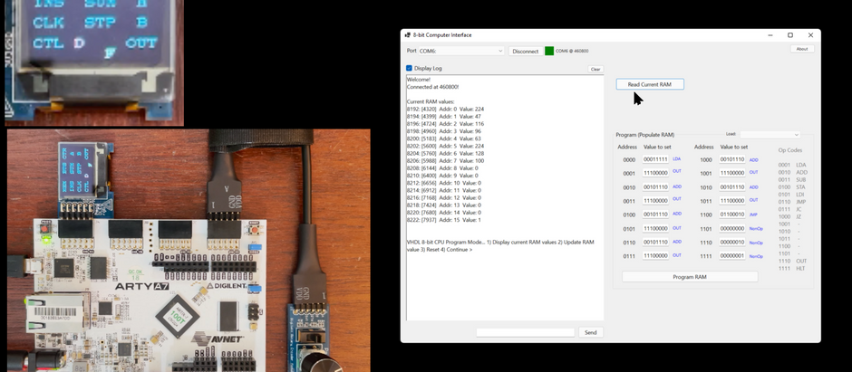 VHDL 8-bit CPU - Runtime RAM Updates