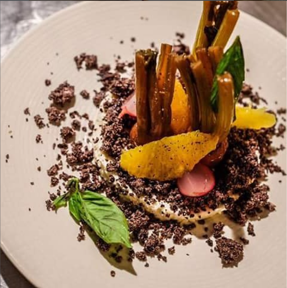 beetroot dish with salt-crust roasting technique and soil-like textures, served at Philia Kitchen Lab, representing structural flavor architecture