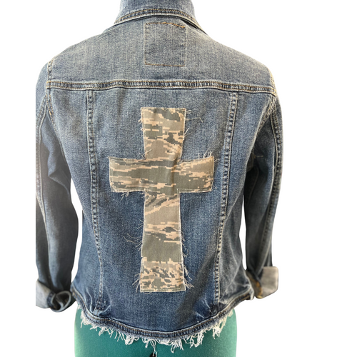 Refashioned Blue Cross Jacket Wearable Gratitude
