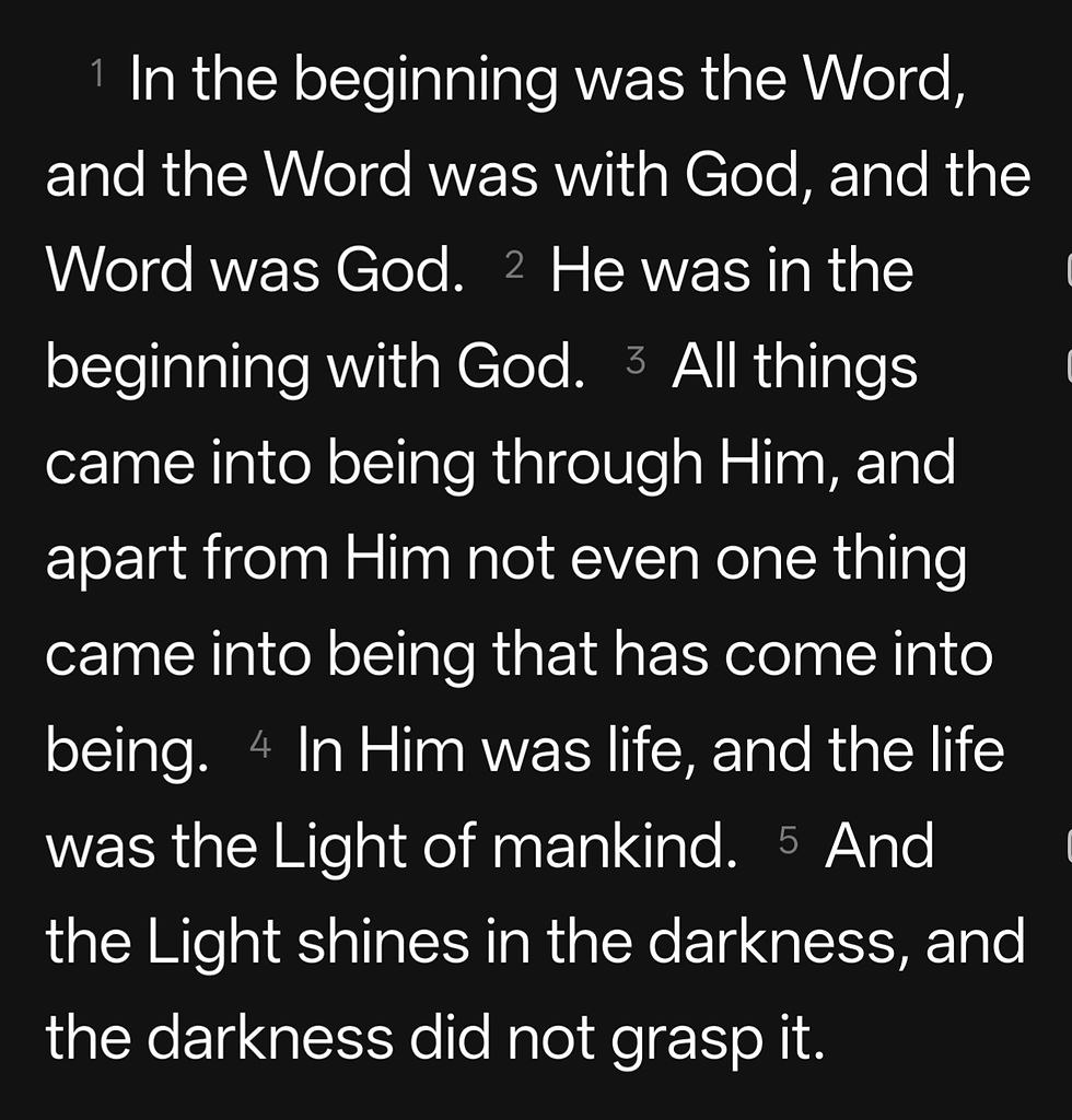 From the Bible John 1 v 1-5