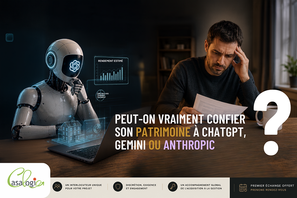 Intelligence artificielle et expert humain analysant un projet d’investissement immobilier locatif