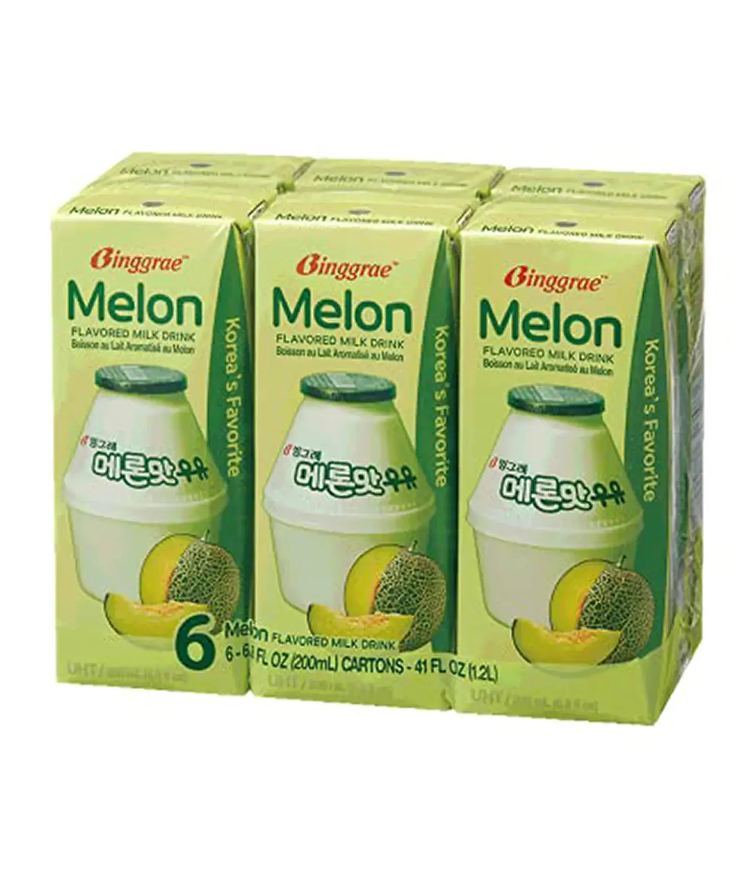 Binggrae Melon Flavored Milk Drink pack of 6 - 200ml
