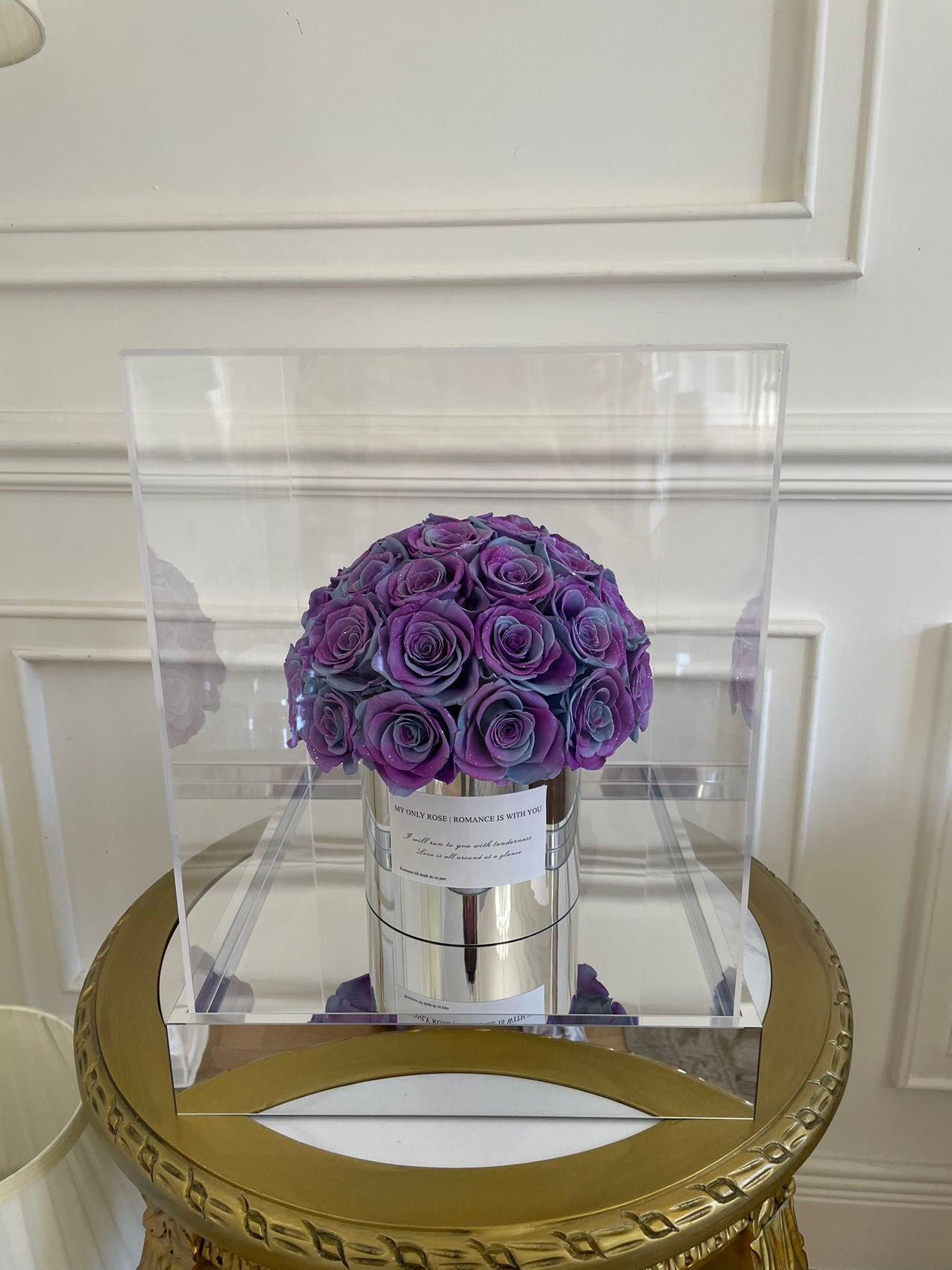 Purple Large Sphere Preserved Rose Box