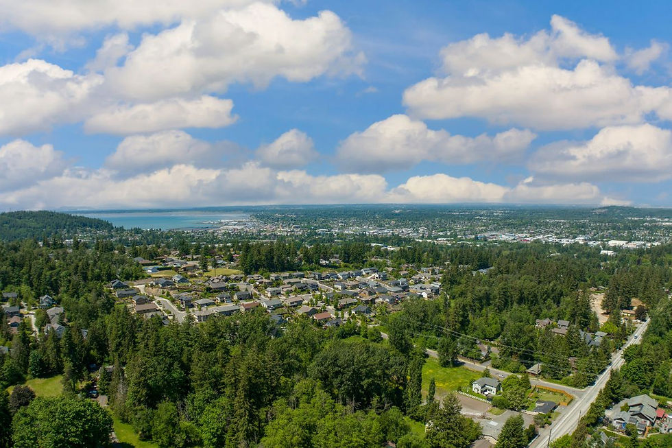 aerial view of Bellingham looking to the northwest