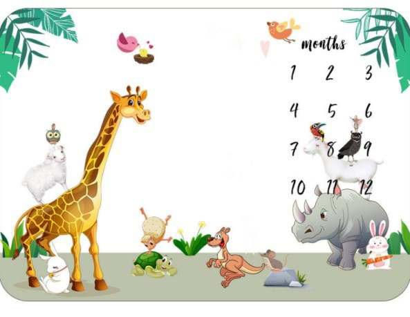 Paturica aniversara Milestone pentru fotografii bebelus- animale