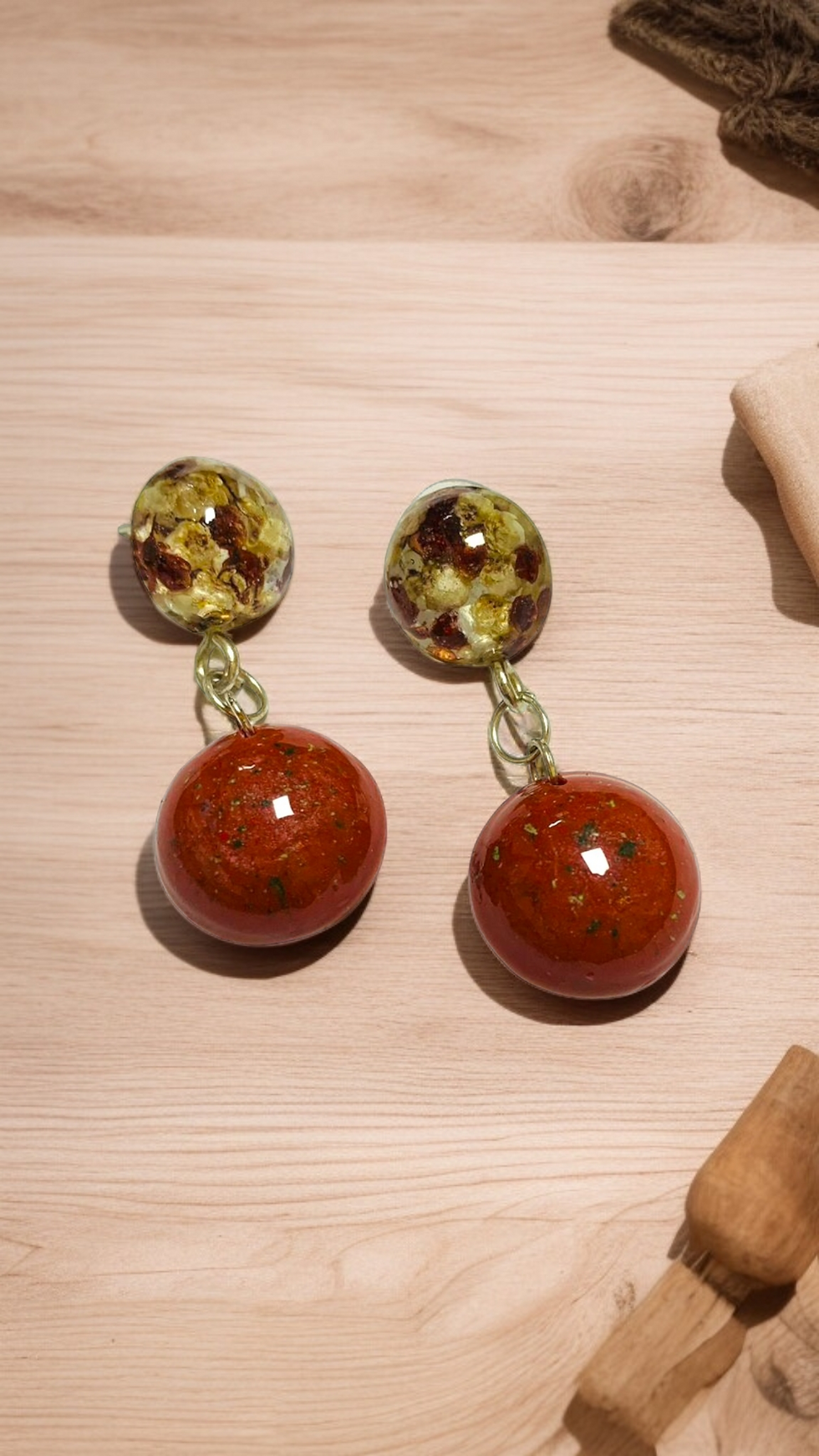 Thumbnail: Boho Floral Jewelry Set for Women heart pendant necklace earrings unique handmade look