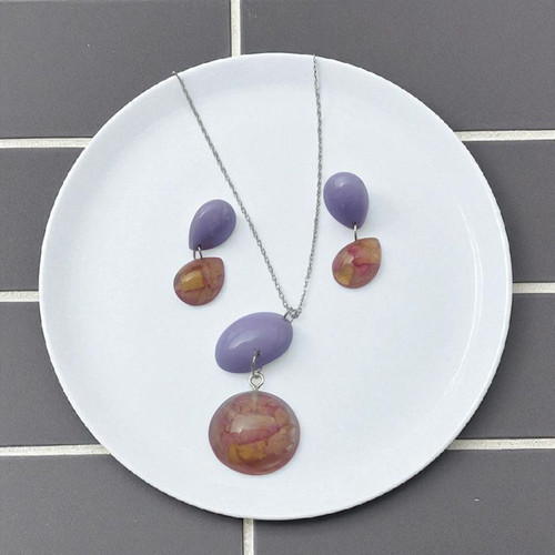 Purple Flower Necklace & Earrings Set for Women – Floral Jewelry | Bloom Bliss | Smarva 