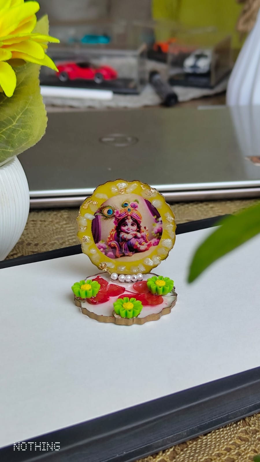 Laddu Gopal Idol with Real Flowers handmade murti for home décor