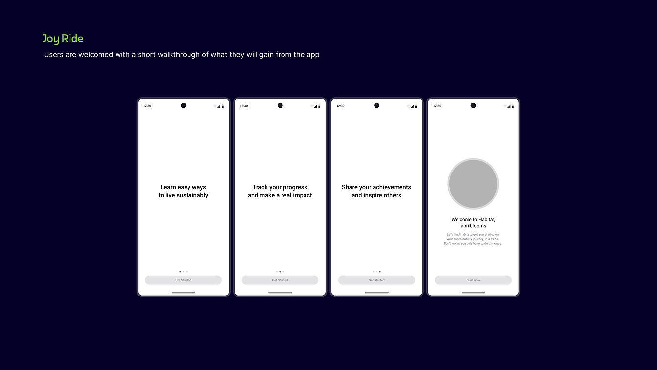 Wireframes for the Habitat app joyride