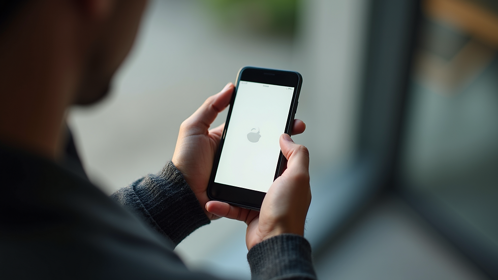 High angle view of a person using a smartphone to apply for a loan online