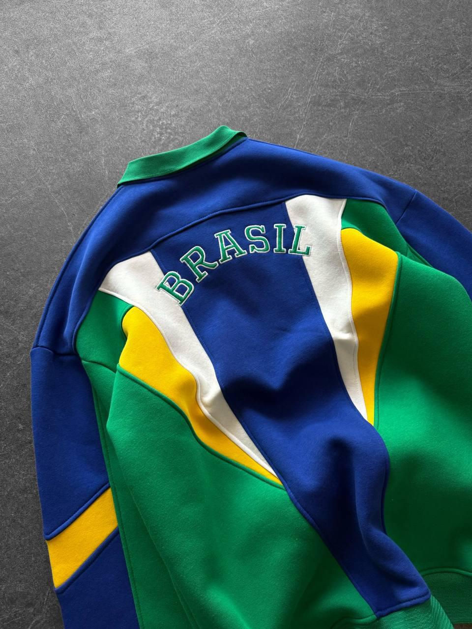 Küçük resim: Brezilya Nakış Logo Çubuklu Polo Yaka Oversize Sweatshirt