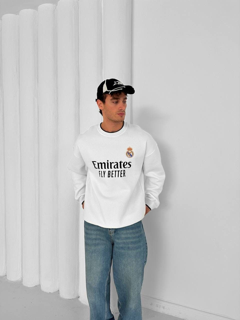 Küçük resim: RM Nakış Logo Bisiklet Yaka Oversize Sweatshirt