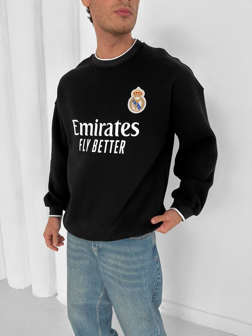 Küçük resim: RM Nakış Logo Bisiklet Yaka Oversize Sweatshirt
