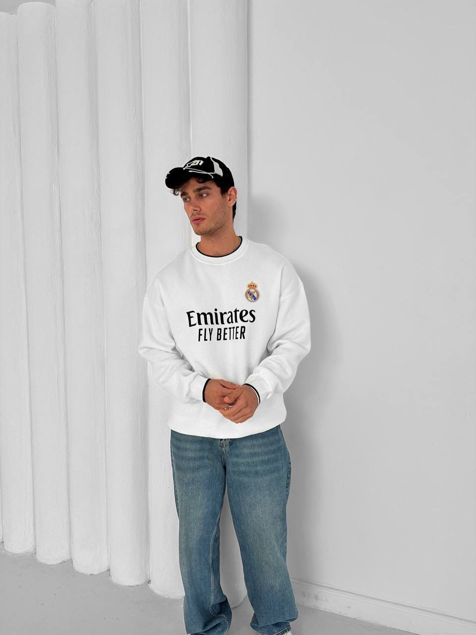 Küçük resim: RM Nakış Logo Bisiklet Yaka Oversize Sweatshirt