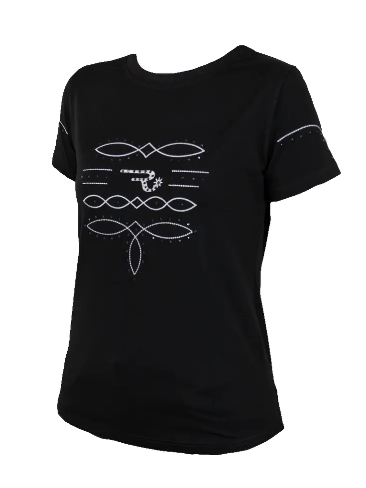 western t-shirt in black with embroidery and rhinestones