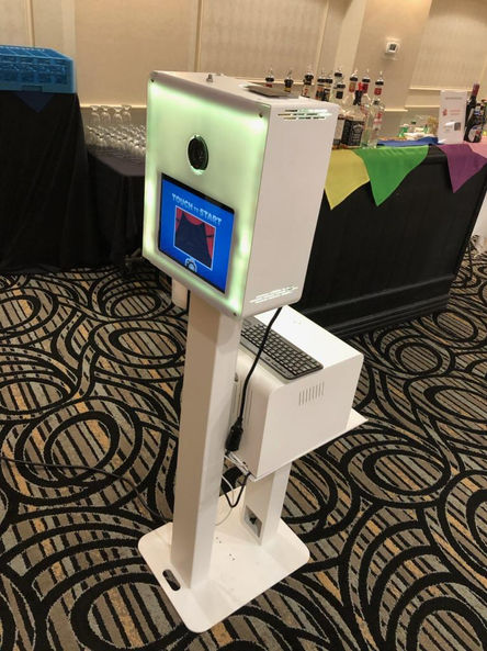 Open air photo booth touchscreen kiosk rental