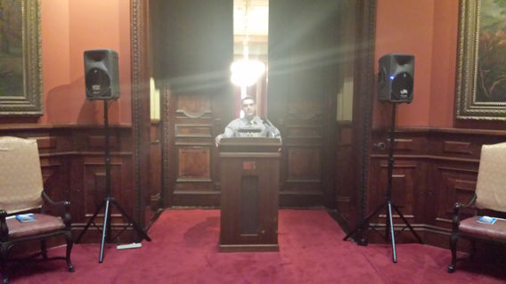 Indoor audio setup for formal event