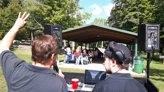 Array of outdoor games and activities set up for Retirement Parties