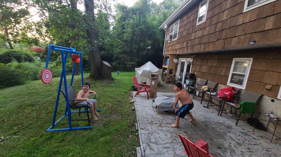 Dunk tank like game at NY back yard party