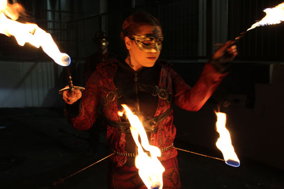 A Fire Show igniting the halftime entertainment with spectacular performances.