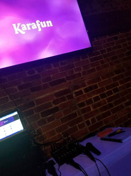 Karaoke DJ screen and audio equipment
