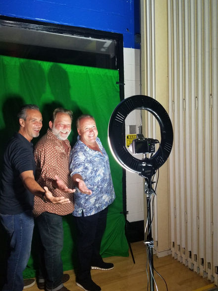 Group green screen photo booth photo