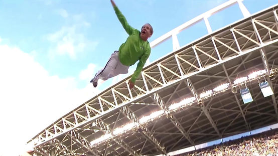 Trampoline tricks show wowing the crowd with high-flying stunts during halftime.