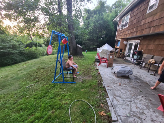 Kids playing dunk tank alternative game 