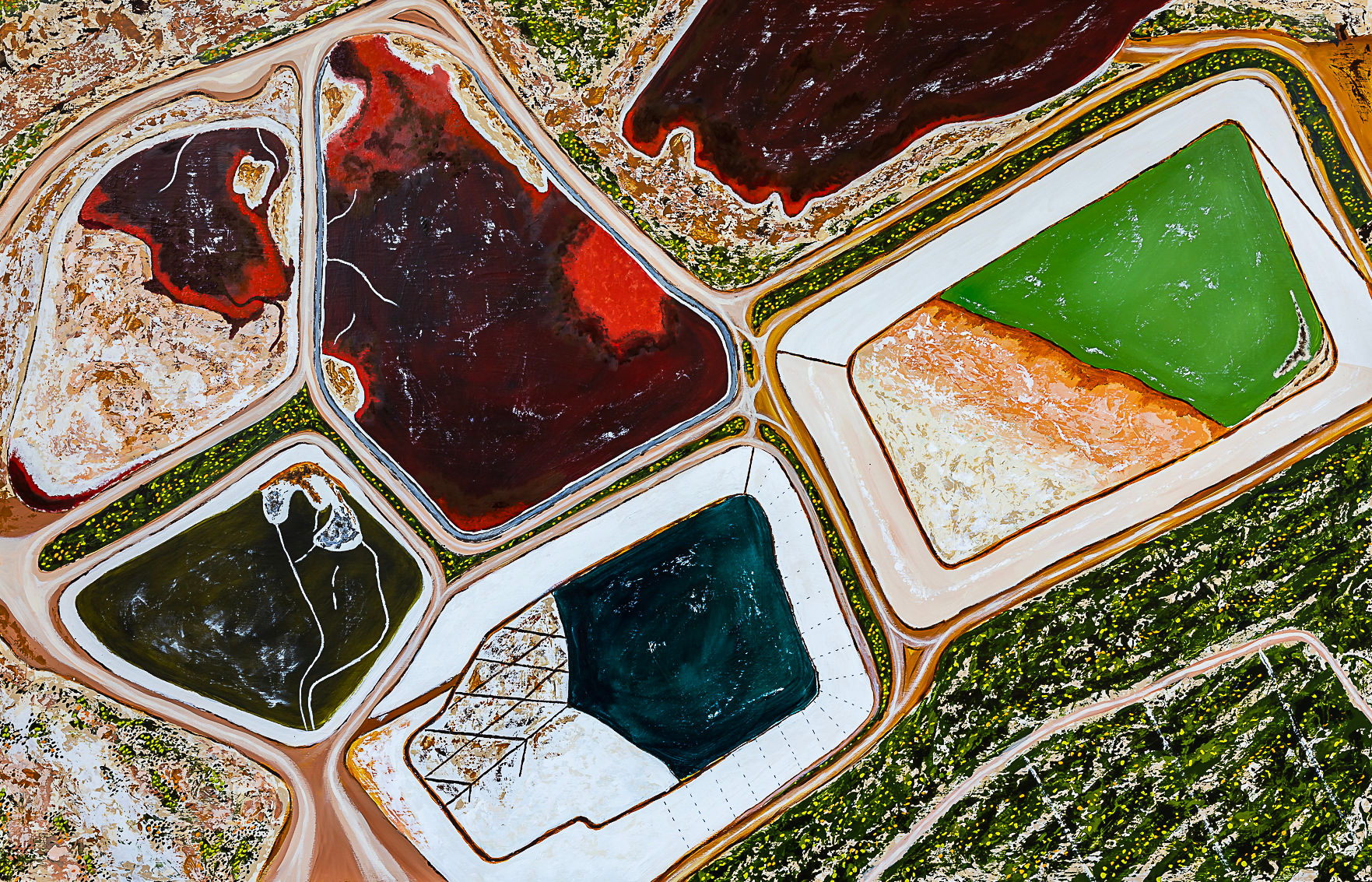 Rohin Kickett | Industrial Beauty | Acrylic & Oil on Wooden Panel | 90 x 140cm