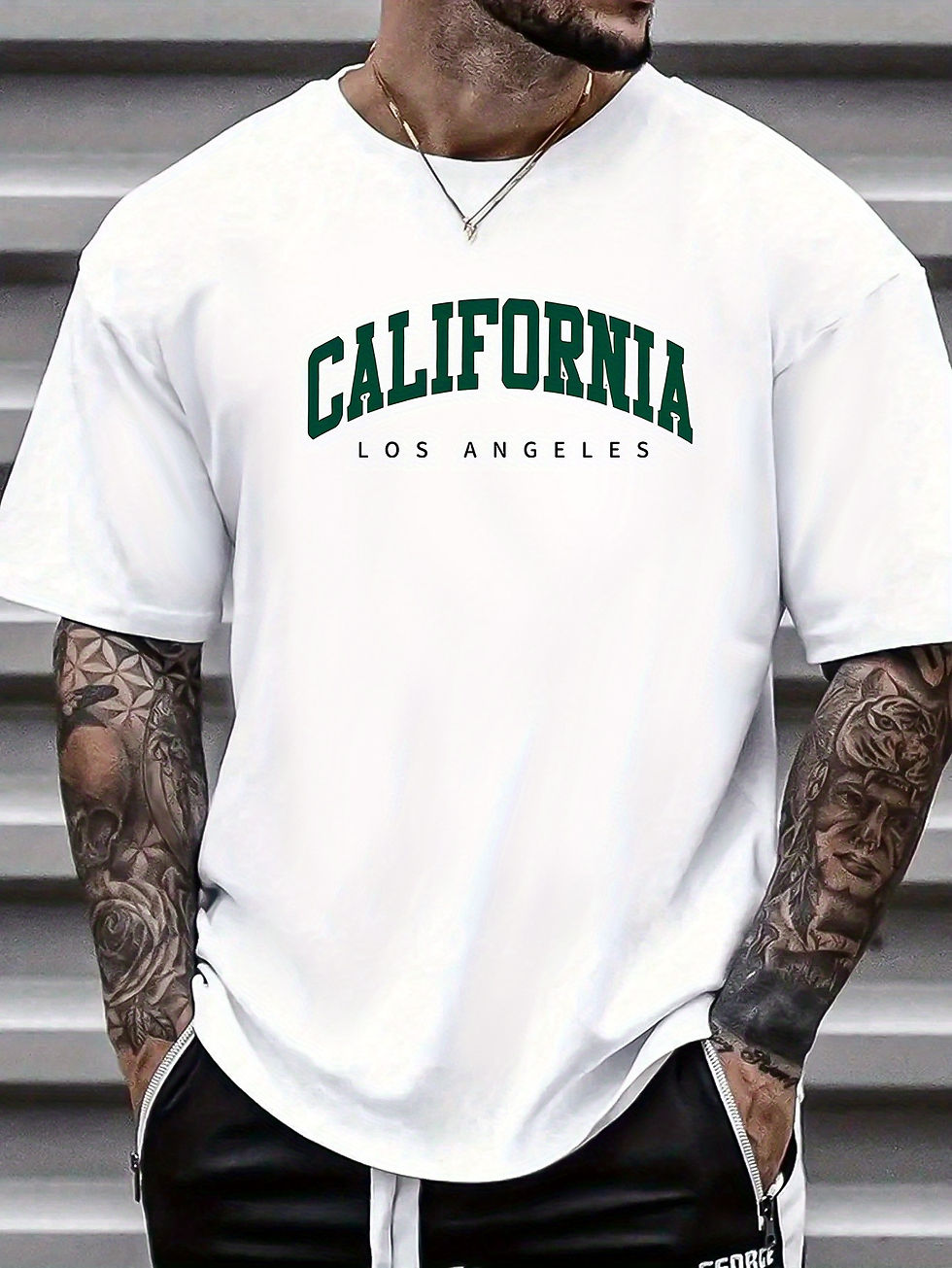 Thumbnail: Summer Men's 100% Cotton Casual Sports Loose Large california letter Printed Com