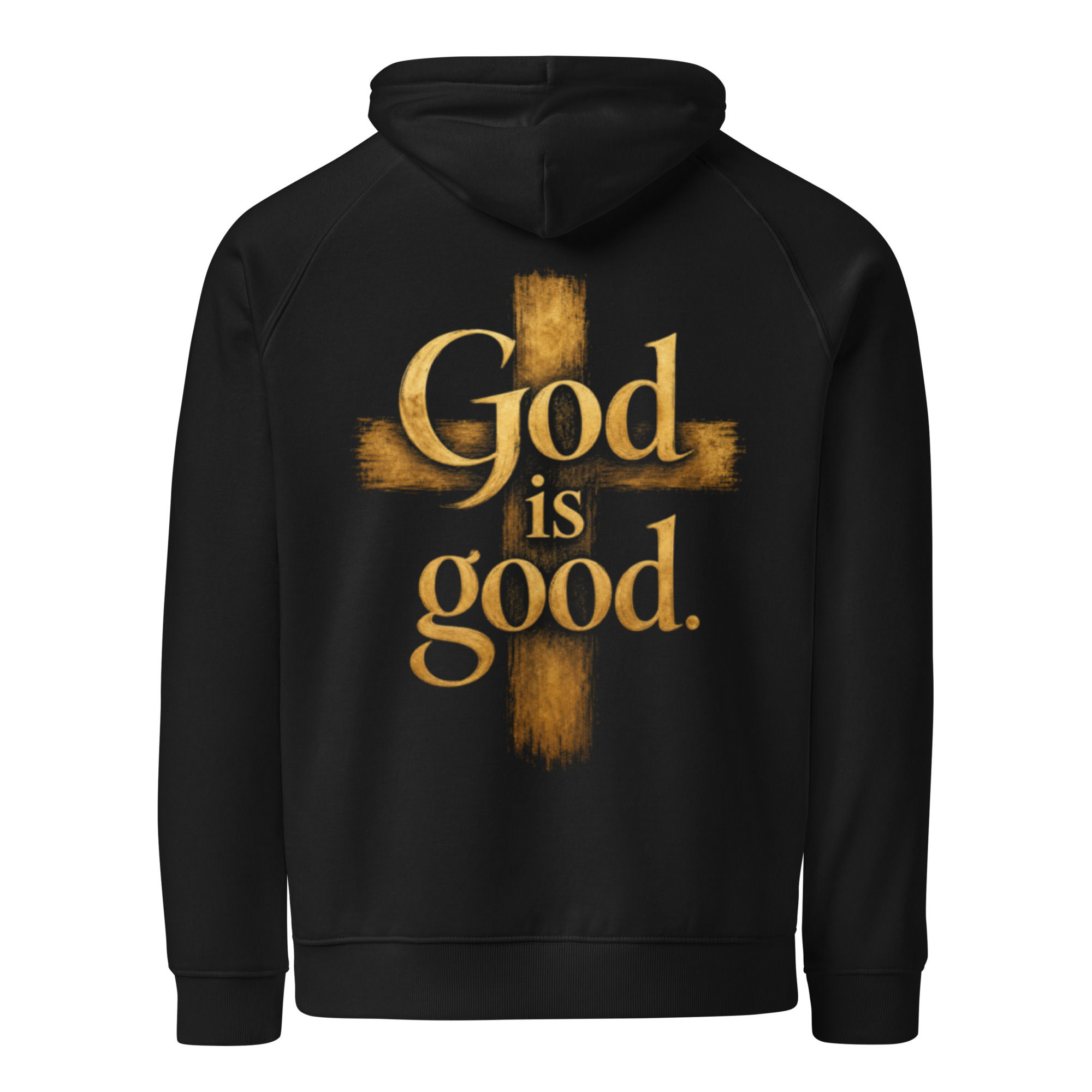 God is good cross Unisex eco raglan hoodie