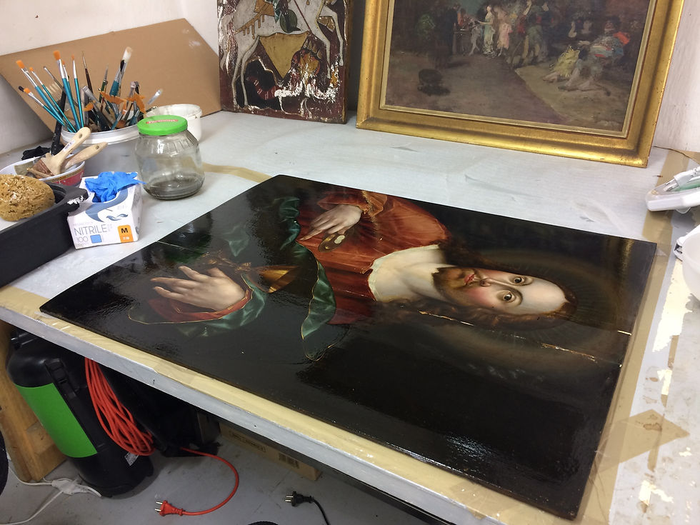 Tableau en cours de restauration